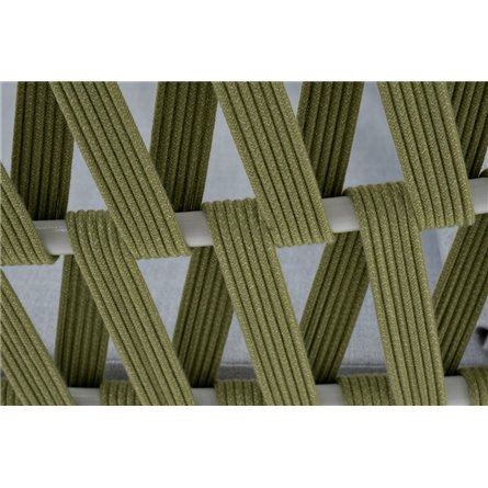 "Диего" кресло плетеное из роупа, каркас алюминий светло-серый (RAL7035) муар, роуп салатовый меланж круглый, ткань светло-серая