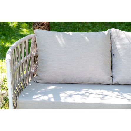 "Диего" лаунж-зона 4-местная плетеная из роупа (веревки), каркас алюминиевый белый, роуп бежевый