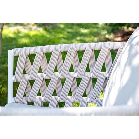 "Диего" лаунж-зона 4-местная плетеная из роупа (веревки), каркас алюминиевый белый, роуп бежевый