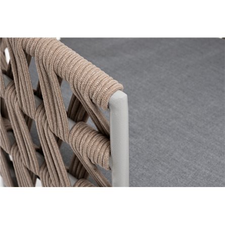 "Диего" стул плетеный из роупа, каркас из стали светло-серый (RAL7035) муар, роуп бежевый круглый, ткань светло-серая