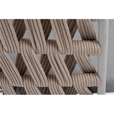 "Диего" стул плетеный из роупа, каркас из стали светло-серый (RAL7035) муар, роуп бежевый круглый, ткань светло-серая