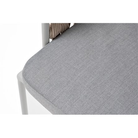 "Диего" стул плетеный из роупа, каркас из стали светло-серый (RAL7035) муар, роуп бежевый круглый, ткань светло-серая