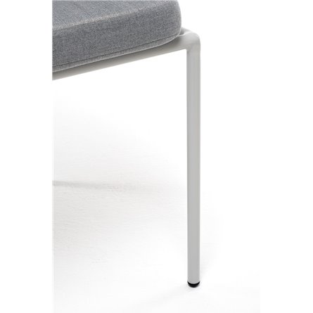 "Диего" стул плетеный из роупа, каркас из стали светло-серый (RAL7035) муар, роуп бежевый круглый, ткань светло-серая