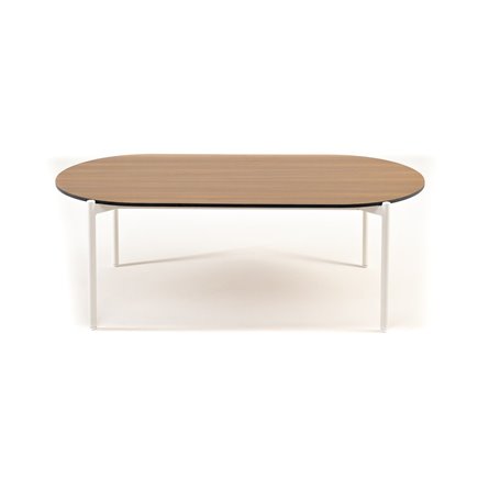 "Диего" журнальный стол из HPL 120х60 H40, каркас белый муар, цвет "дуб"