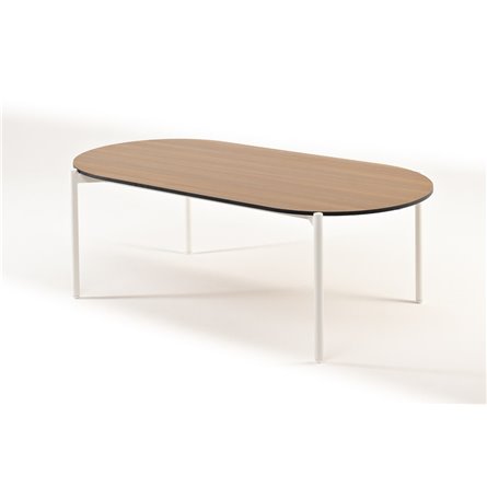 "Диего" журнальный стол из HPL 120х60 H40, каркас белый муар, цвет "дуб"