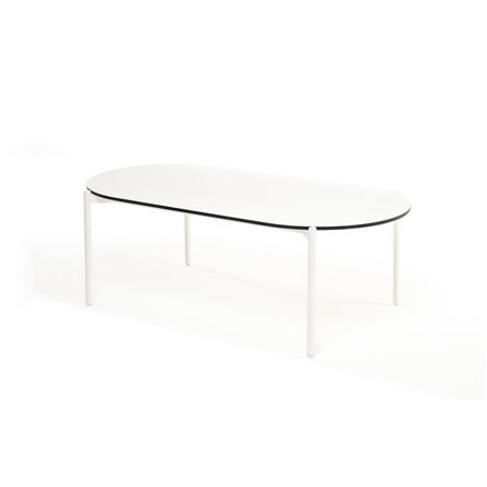 "Диего" журнальный стол из HPL 120х60 H40, каркас белый муар, цвет "молочный"