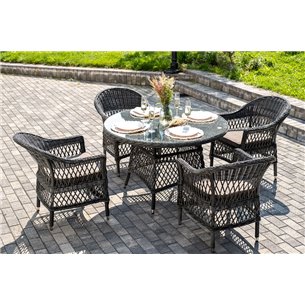 "Дольче" обеденная группа из искусственного ротанга, цвет графит