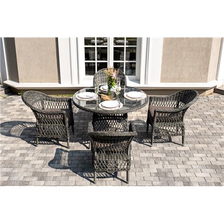 "Дольче" обеденная группа из искусственного ротанга, цвет графит