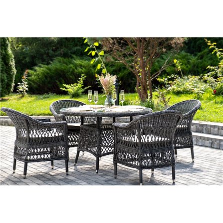 "Дольче" обеденная группа из искусственного ротанга, цвет графит
