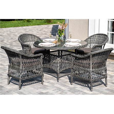 "Дольче" обеденная группа из искусственного ротанга, цвет графит