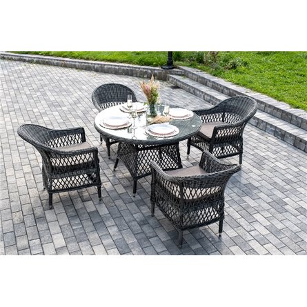 "Дольче" обеденная группа из искусственного ротанга, цвет графит