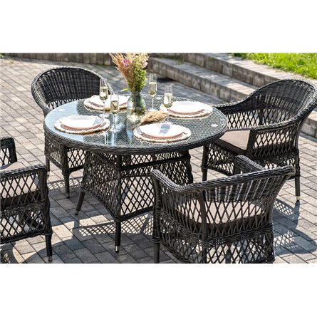 "Дольче" обеденная группа из искусственного ротанга, цвет графит