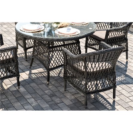 "Дольче" обеденная группа из искусственного ротанга, цвет графит