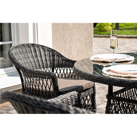 "Дольче" обеденная группа из искусственного ротанга, цвет графит