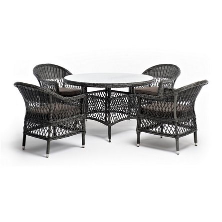 "Дольче" обеденная группа из искусственного ротанга, цвет графит