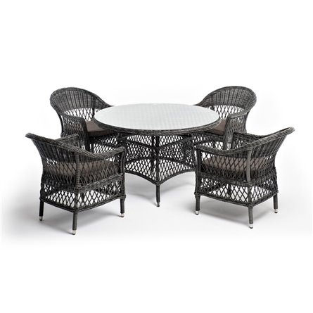 "Дольче" обеденная группа из искусственного ротанга, цвет графит