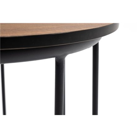 "Эквадор" журнальный стол из HPL круглый Ø40 H55, каркас из алюминия темно-серый (RAL 7024) муар, цвет столешницы "дуб"