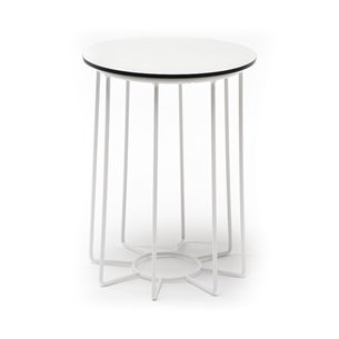 "Эквадор" журнальный стол из HPL круглый Ø40 H55, каркас из стали белый, цвет столешницы "молочный"