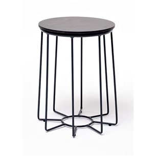 "Эквадор" журнальный стол из HPL круглый Ø40 H55, каркас из алюминия темно-серый (RAL 7024) муар, цвет столешницы "серый гранит"