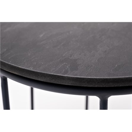 "Эквадор" журнальный стол из HPL круглый Ø40 H55, каркас из алюминия темно-серый (RAL 7024) муар, цвет столешницы "серый гранит"