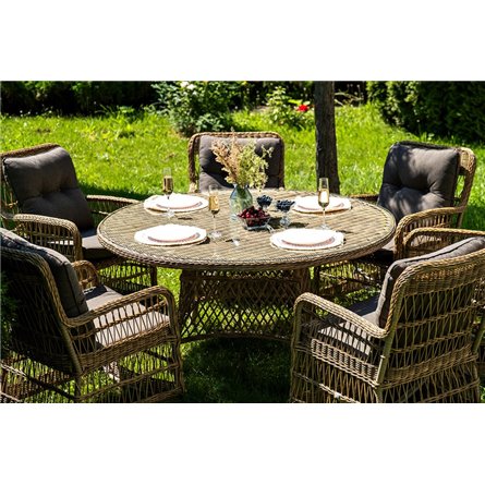 "Эспрессо–150 C" обеденная группа плетеная, цвет соломенный