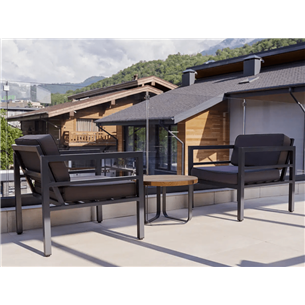 "Эстелья" кресло, каркас алюминий темно-серый (RAL7024) муар, ткань темно-серая 027