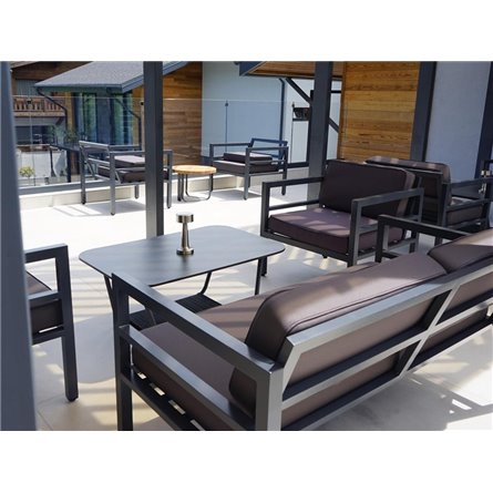 "Эстелья" кресло, каркас алюминий темно-серый (RAL7024) муар, ткань темно-серая 027