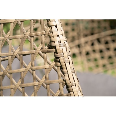 "Флоренция" подвесное кресло-кокон из искусственного ротанга, цвет соломенный с серой подушкой