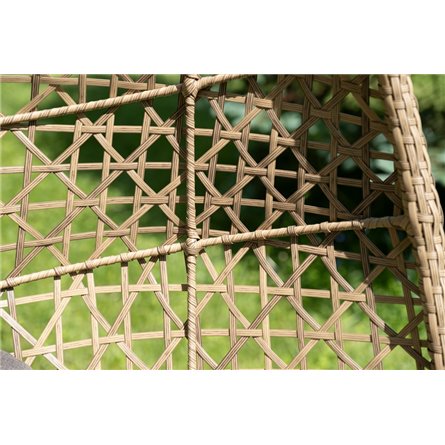 "Флоренция" подвесное кресло-кокон из искусственного ротанга, цвет соломенный с серой подушкой