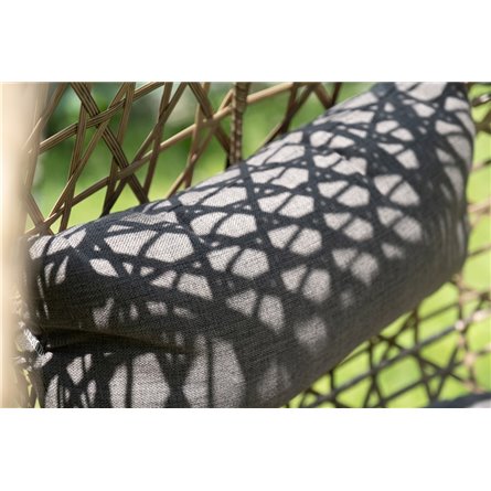 "Флоренция" подвесное кресло-кокон из искусственного ротанга, цвет соломенный с серой подушкой