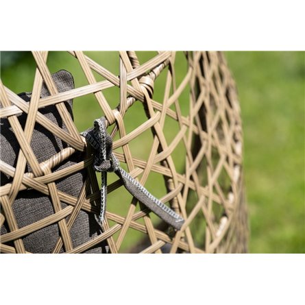 "Флоренция" подвесное кресло-кокон из искусственного ротанга, цвет соломенный с серой подушкой