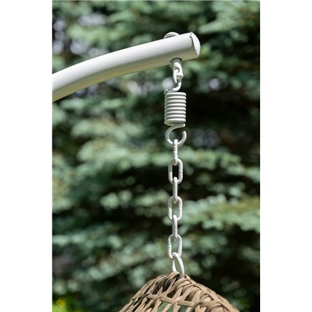 "Флоренция" подвесное кресло-кокон из искусственного ротанга, цвет соломенный с серой подушкой