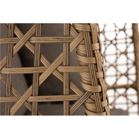 "Флоренция" подвесное кресло-кокон из искусственного ротанга, цвет соломенный с серой подушкой