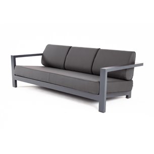 "Гранада" диван 3-местный, каркас алюминий темно-серый (RAL7024) муар, ткань темно-серая 027