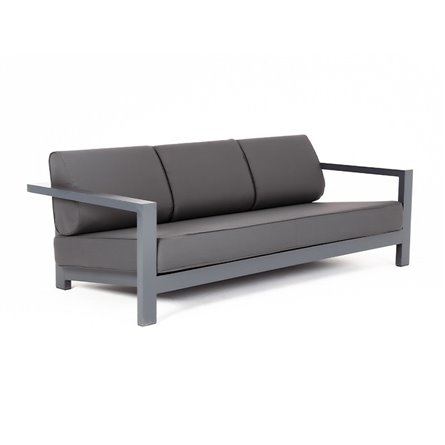 "Гранада" диван 3-местный, каркас алюминий темно-серый (RAL7024) муар, ткань темно-серая 027