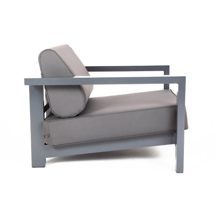 "Гранада" кресло алюминиевое, цвет темно-серый (RAL7024) муар, ткань темно-серая 027