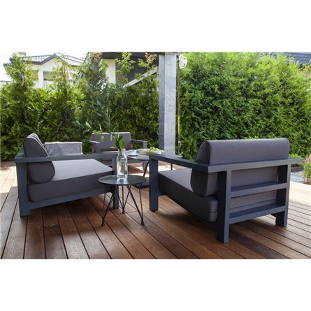 "Гранада" кресло алюминиевое, цвет темно-серый (RAL7024) муар, ткань темно-серая 027