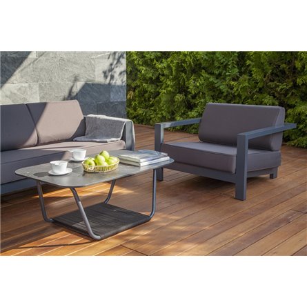 "Гранада" кресло алюминиевое, цвет темно-серый (RAL7024) муар, ткань темно-серая 027