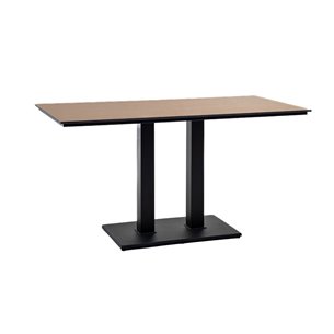 "Каффе" обеденный стол из HPL 140х70см, цвет "дуб", подстолье двойное черное