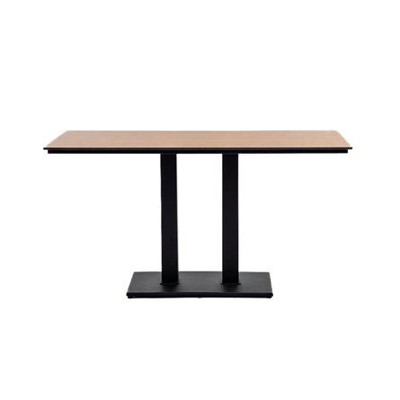 "Каффе" обеденный стол из HPL 140х70см, цвет "дуб", подстолье двойное черное