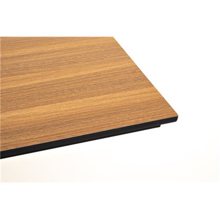 "Каффе" обеденный стол из HPL 140х70см, цвет "дуб", подстолье двойное черное