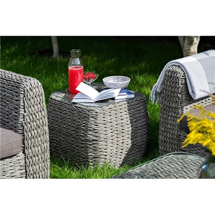 "Кальяри" кофейный столик из искусственного ротанга (гиацинт), цвет серый