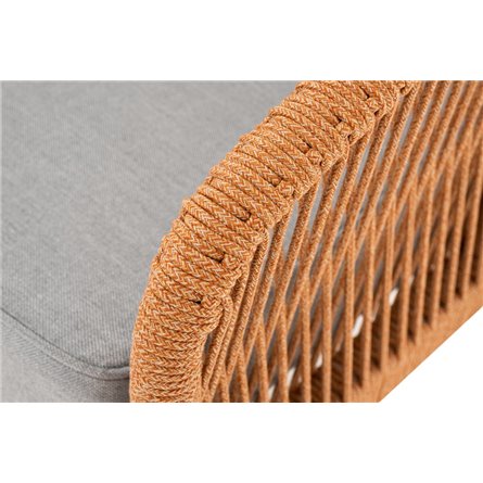 "Канны" диван 2-местный плетеный из роупа, каркас алюминий светло-серый (RAL7035) муар, роуп оранжевый меланж круглый, ткань све