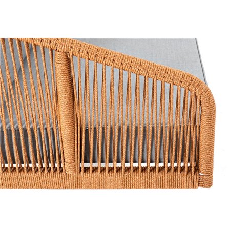 "Канны" диван 2-местный плетеный из роупа, каркас алюминий светло-серый (RAL7035) муар, роуп оранжевый меланж круглый, ткань све