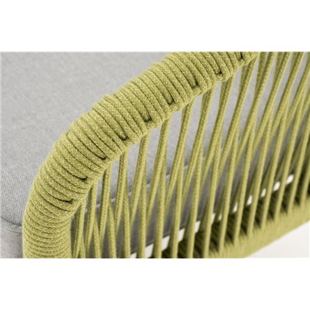 "Канны" диван 2-местный плетеный из роупа, каркас алюминий светло-серый (RAL7035) муар, роуп салатовый меланж круглый, ткань све