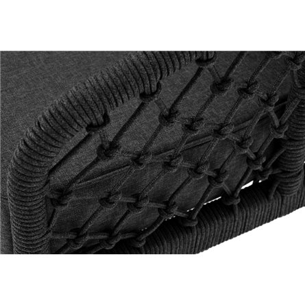 "Канны" диван 2-местный плетеный из роупа (узелки), каркас алюминий темно-серый (RAL7024) муар, роуп темно-серый круглый, ткань