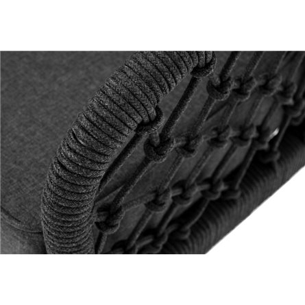 "Канны" диван 2-местный плетеный из роупа (узелки), каркас алюминий темно-серый (RAL7024) муар, роуп темно-серый круглый, ткань