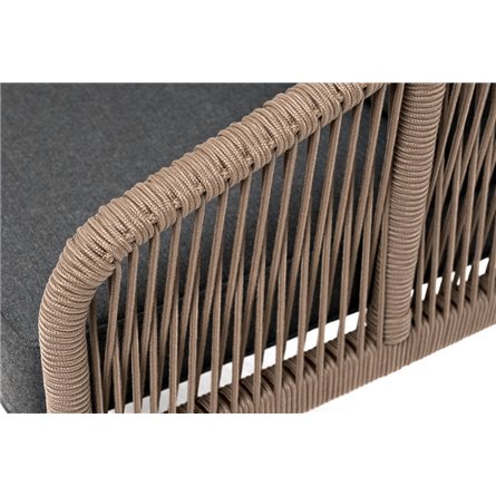 "Канны" диван 3-местный плетеный из роупа, каркас алюминий темно-серый (RAL7024) шагрень, роуп темно-серый круглый, ткань темно-