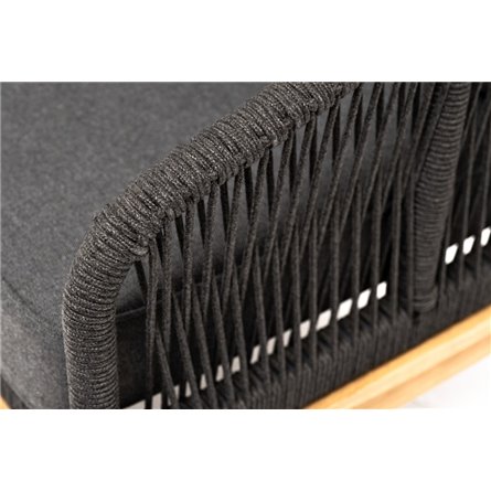 "Канны" диван 2-местный плетеный из роупа, основание дуб, роуп темно-серый круглый, ткань темно-серая 027