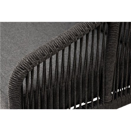 "Лугано" диван 3-местный плетеный из роупа, каркас алюминий темно-серый (RAL7024) муар, роуп темно-серый круглый, ткань темно-се